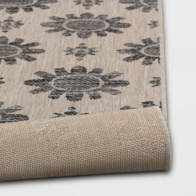 Dark Daisy Outdoor Rug Black - Opalhouse™ 5 Dark Daisy Outdoor Rug Black - Opalhouse™ - Image 3