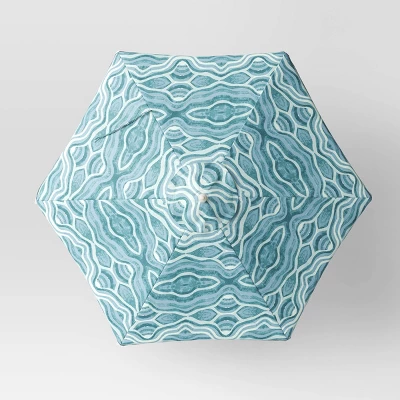 7.5'x7.5' Decorative Trim Scalloped Outdoor Market Umbrella Blue - Opalhouse™ Designed With Jungalow™ 5 7.5'x7.5' Decorative Trim Scalloped Outdoor Market Umbrella Blue - Opalhouse™ Designed With Jungalow™ - Image 3