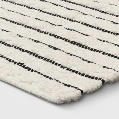 Striped Bath Rug White/Black - Opalhouse™ 3 Striped Bath Rug White/Black - Opalhouse™