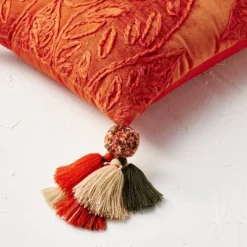 14"x20" Oblong Embroidered Leaf Pattern Accent Pillow Rust - Opalhouse™ Designed With Jungalow™ -Opalhouse GUEST d63fc097 241b 42e6 a759 c0f0cd01ee03