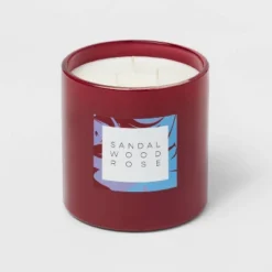 28oz Glass Sandalwood Rose Candle Burgundy - Opalhouse™ -Opalhouse GUEST dc9462cb 7688 4057 baa8 19b967ae702e